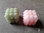 2 kaars kaarsen groen en rose, Ophalen of Verzenden, Nieuw, Groen