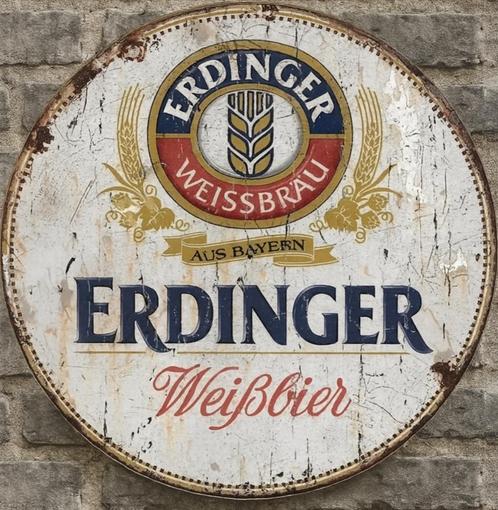 Vintage Erdinger bier bord (20x20), Verzamelen, Biermerken, Nieuw, Reclamebord, Plaat of Schild, Overige merken, Ophalen of Verzenden