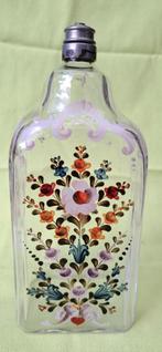 Antieke  geëmailleerde glazen fles Boheems /Duits, Ophalen of Verzenden