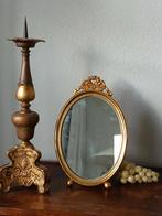 Charmante Vergulde Spiegel Strikspiegel, Antiek en Kunst, Ophalen, Ovaal, Minder dan 50 cm