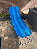 Inklapbare blauwe ligbed, Ophalen, Zo goed als nieuw, Metaal, Inklapbaar