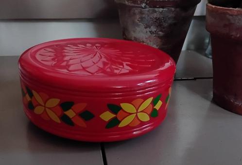 Vintage Emsa rode koekjestrommel - koektrommel - jaren 70, Antiek en Kunst, Curiosa en Brocante, Ophalen of Verzenden