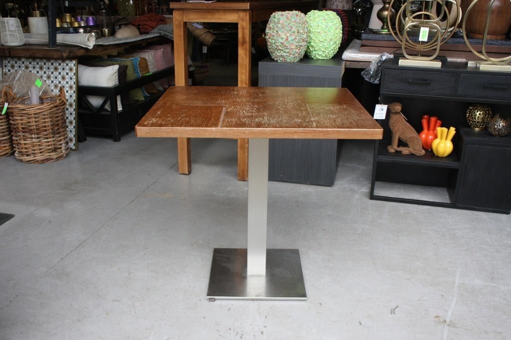 8 x eettafel horeca cafe metaal & hout 70 x 80 cm.