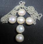 Antiek kruis parel hanger met ketting, Ophalen, Zo goed als nieuw, Kruis of Symbool, Met parel