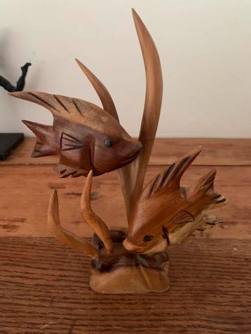 Vintage tafereel met vissen hout jaren -60 beschikbaar voor biedingen