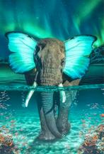 Diamond painting olifant in het water 40x30cm (rond), Ophalen of Verzenden, Nieuw, Knutselwerk