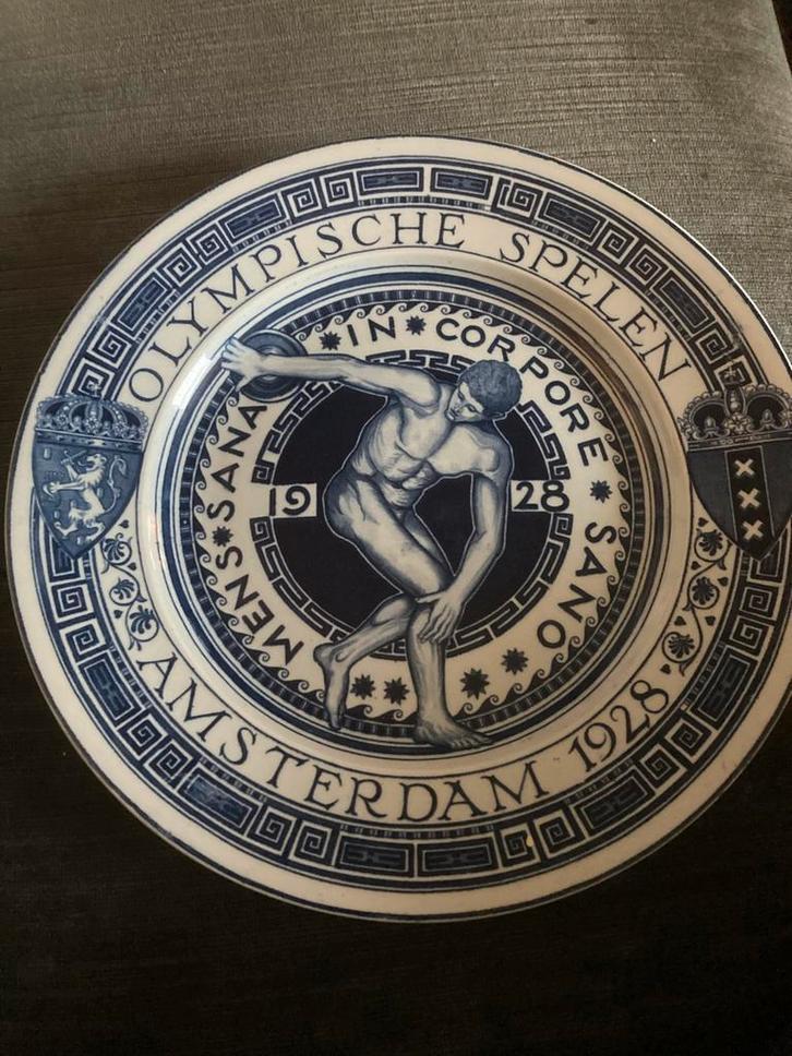 Zeldzaam Olympische Spelen Amsterdam 1928 Herdenkingsbord, Antiek en Kunst, Antiek | Wandborden en Tegels, Ophalen of Verzenden
