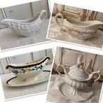 5x Brocante oude juskom - sauciere - justerrine / 2 x Regout, Antiek en Kunst, Antiek | Servies los, Ophalen of Verzenden