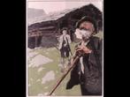 Originele jugendstil prent Op jacht, Gebruikt, -, Verzenden, -