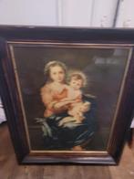 Antieke houten lijst met antiek glas en prent Madonna, Heikant 21 Kaatsheuvel, Minder dan 50 cm, Belle Vieille Brocante, Ophalen of Verzenden