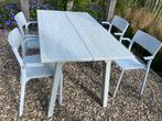 Ikea eettafel Industriell Piet Hein Eek + 4 stoelen, Ophalen, Gebruikt, 4 tot 6 stoelen
