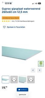 5 Groene Gipsplaten 260x60cm 12.5mm dik, Doe-het-zelf en Verbouw, Platen en Panelen, Ophalen, Nieuw