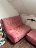 Velvet roze bank met losse hocker, Huis en Inrichting, Banken | Sofa's en Chaises Longues, Ophalen, Tweepersoons, 75 tot 100 cm
