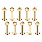 Nieuwe labret piercing. Goud kleur., Sieraden, Tassen en Uiterlijk, Piercings, Ophalen of Verzenden, Zo goed als nieuw, Staal