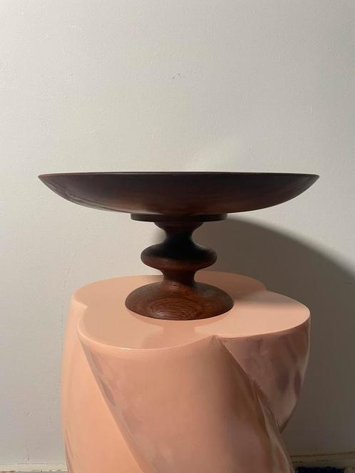 Vintage houten etagère / schaal op poot, Huis en Inrichting, Woonaccessoires | Etagères, Gebruikt, Ophalen