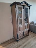 Eiken vitrinekast met lades, Huis en Inrichting, Gebruikt, Glas, Klassiek, 150 tot 200 cm