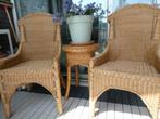 TUIN-BALKON-TERRAS set riet tafel 2xstoel-zitkussens+hoezen, Ophalen, Rotan