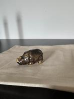 Zwaar massief metalen beeldje neushoorn – goud- bronskleurig, Ophalen of Verzenden, Zo goed als nieuw