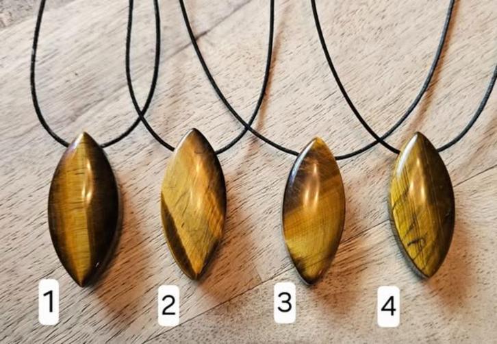 tijgeroog hangers met koord, Sieraden, Tassen en Uiterlijk, Edelstenen, Nieuw, Ophalen of Verzenden