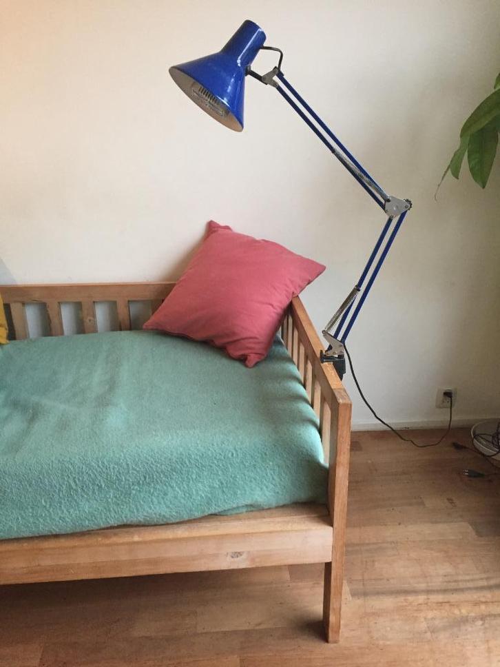 Vintage Blauwe Retro Bureaulamp verstelbaar jaren 80, Huis en Inrichting, Lampen | Losse lampen, Gebruikt, Led-lamp, E27 (groot)