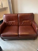 Leren bankstel 2zits rood bruin, Huis en Inrichting, Ophalen, Gebruikt, Tweepersoons, Rechte bank