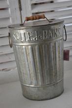 Vuilbakje / Prullenbak Landelijk zinc 'Salle de Bain', Ophalen of Verzenden, Nieuw, Overige kleuren, Overige typen