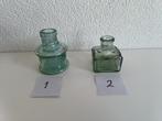 Twee brocante glazen inktpotjes, Ophalen of Verzenden