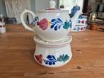 Boerenbont Theepot met Theelichthouder, Overige typen, Ophalen of Verzenden, Zo goed als nieuw, Aardewerk