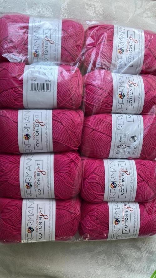 10 bollen 100% katoen haak/breigaren in hard roze - nieuw, Hobby en Vrije tijd, Breien en Haken, Nieuw, Breien of Haken, Wol of Garen