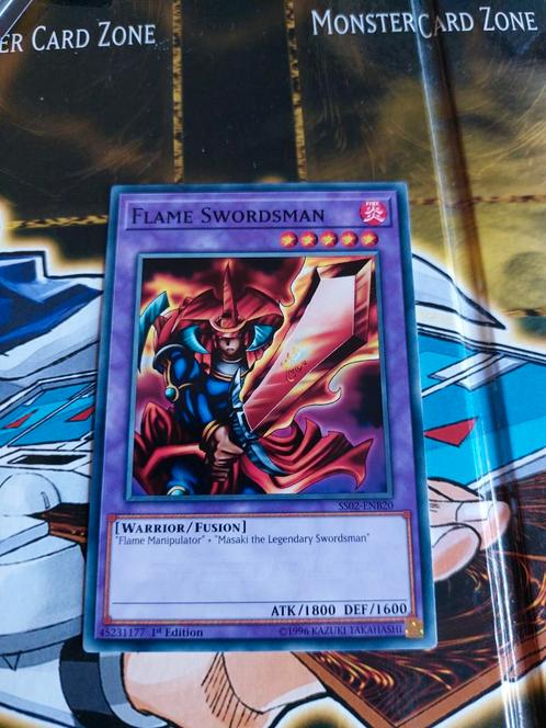 Yu-gi-oh flame swordsman ss02-enb20 first edition, Hobby en Vrije tijd, Verzamelkaartspellen | Yu-gi-Oh!, Zo goed als nieuw, Ophalen of Verzenden