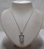 Zilveren ketting + hanger met parel kan open nr.010