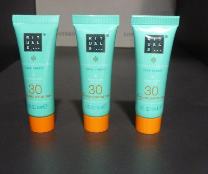 3x Nieuw Rituals Karma Sun face cream SPF30, 10 ml, mini, Sieraden, Tassen en Uiterlijk, Uiterlijk | Gezichtsverzorging, Nieuw