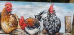KIPPEN OP STOK / metaal /schilderij/ haan/ hen /3D/opruiming, 50 tot 75 cm, Nieuw, 125 cm of meer, Schilderij