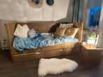 Bed van steigerhoud met onderschuifbed, Ophalen, 90 cm, 210 cm, Steigerhout