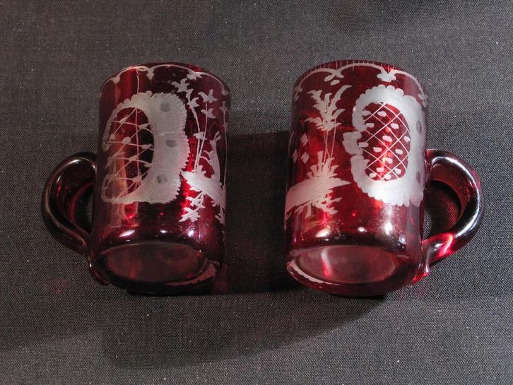 Twee huwelijksbekertjes antiek glas Biedermeyer 1825. 1010, Antiek en Kunst, Antiek | Glas en Kristal, Ophalen of Verzenden