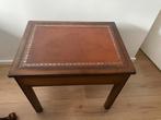 Vintage Houten Bijzettafel met Lederen Blad, Ophalen