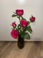 Zijde bloemen met tijger vaasje, Ophalen of Verzenden, Zo goed als nieuw