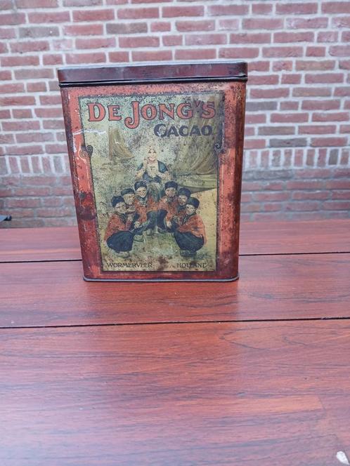 Antieke De Jong's Cacao Blik - Wormerveer, Antiek en Kunst, Curiosa en Brocante, Ophalen of Verzenden