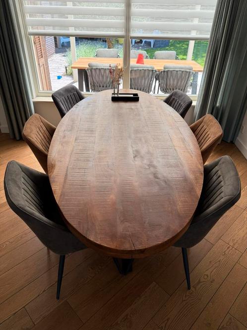 Eettafel Galena ovaal 230x110 + 6 stoelen Luanda, Huis en Inrichting, Complete eetkamers, Gebruikt, 6 tot 8 stoelen, Ophalen