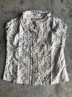 Bakkaboe blouse maat 74 wit grijs bloemen ruffles bloesje, Meisje, Ophalen of Verzenden, Zo goed als nieuw, Overhemdje of Bloesje