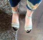 Sandwich olijf groene leren sandalen maat 38, Nieuw, Sandwich, Groen, Sandalen of Muiltjes