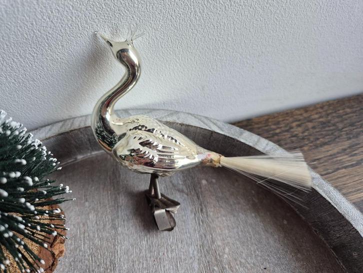 Vintage kerstbal zwaan zilver 562, Diversen, Kerst, Gebruikt, Ophalen of Verzenden