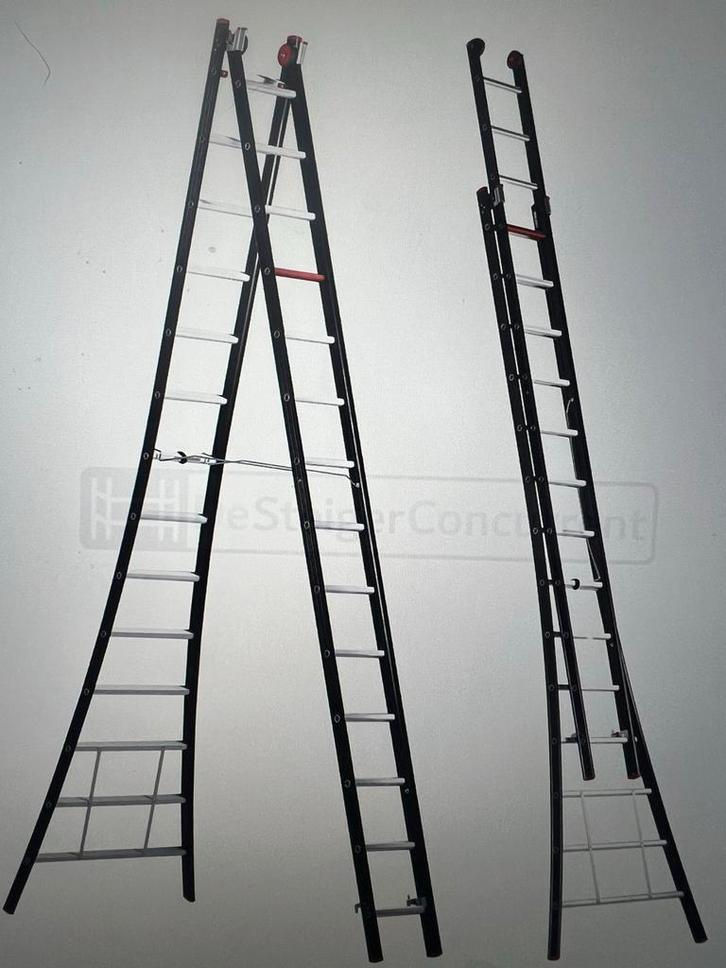 Altrex Ladder 2 x 14, Doe-het-zelf en Verbouw, Ladders en Trappen, Zo goed als nieuw, Ladder, 4 meter of meer, Opvouwbaar of Inschuifbaar