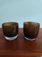 Windlicht van donkerbruin glas voor waxinelichtje, Overige materialen, Ophalen of Verzenden, Zo goed als nieuw, Kandelaar