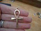 mooie echt zilveren hanger grote massieve ankh goud verguld, Ophalen of Verzenden, Zo goed als nieuw, Kruis of Symbool, Zilver