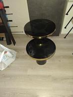 Zwart gouden tafeltjes, Huis en Inrichting, Tafels | Bijzettafels, Minder dan 55 cm, Metaal of Aluminium, Rond, Zo goed als nieuw
