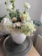 Mooi zijde bloemstuk met witte vaas ( eventueel rose rozen ), Huis en Inrichting, Woonaccessoires | Kunstplanten en Kunstbloemen