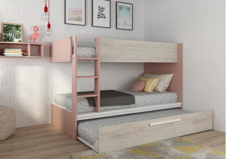 Jules stapelbed met slaaplade - 90x200 - Oudroze, Huis en Inrichting, Slaapkamer | Bedden, Nieuw, Ophalen of Verzenden