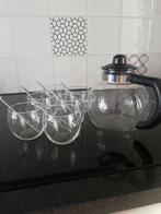 Te koop: theeset met glazen en lepels, Ophalen, Glas, Overige stijlen, Glas of Glazen
