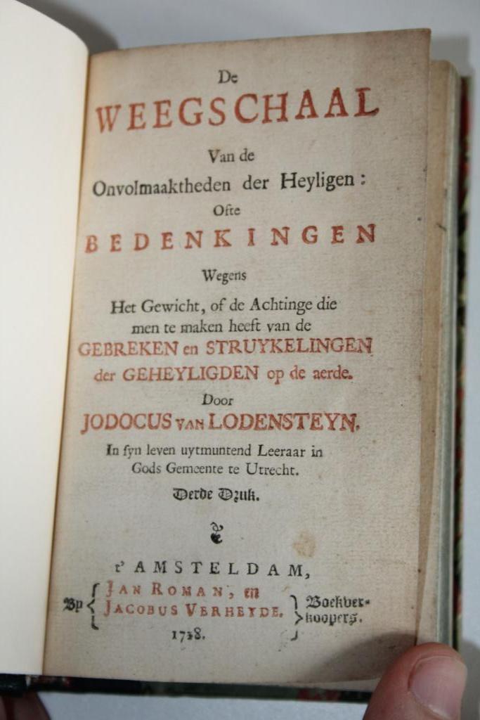 Jodocus van Lodensteyn - Weegschaal (1738), Antiek en Kunst, Antiek | Boeken en Bijbels, Ophalen of Verzenden